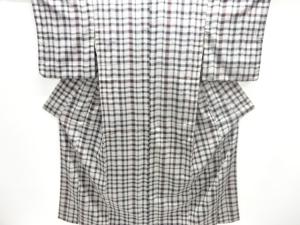 大正ロマン　格子織出しお召着物